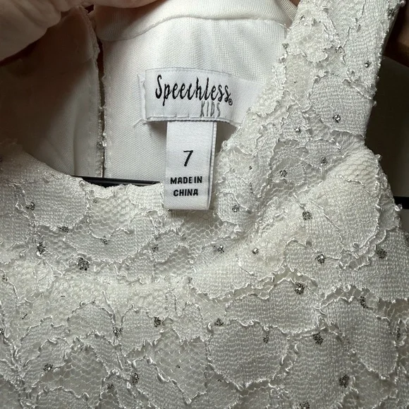 Speechless Kids High-Low Party Dress Lace & Sequins White/Navy Size 7 - Picture 5 of 9